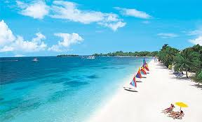 Seven miles of pure white sand beach in Negril